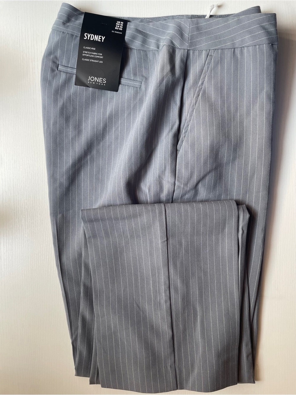 Jones New York Light Gray Pinstripe Dress Pants